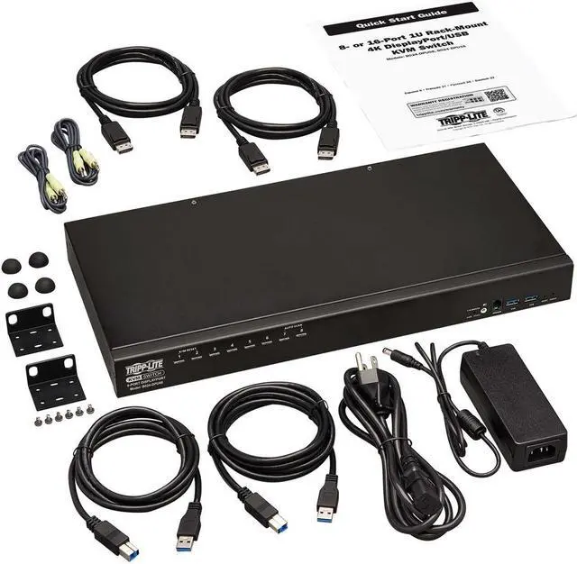 Alt view image 4 of 11 - DisplayPort / USB KVM Switch 8-Port Audio/Video 4K 60Hz 1URM