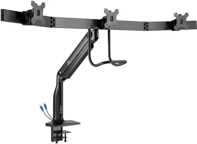 Alt view image 4 of 17 - Tripp Lite Safe-IT DMPDT1732AM Desk Mount for Monitor, HDTV, Flat Panel Display, Curved Screen Display, Smartphone, Interactive Display - Black - Adjustable Height - 3 Display(s) Supported - 17"