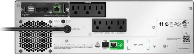 Alt view image 3 of 14 - APC by Schneider Electric Smart-UPS 1500VA Rack-mountable UPS - 3U Rack-mountable - 3 Hour Recharge - 120 V AC Input - 120 V AC Output - 6 x NEMA 5-15R