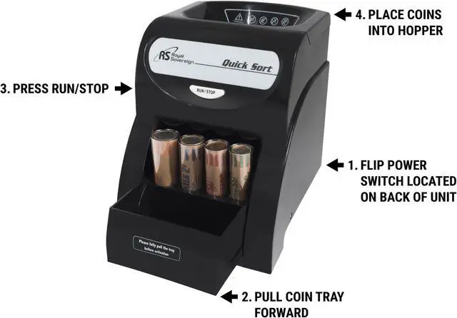 Alt view image 12 of 15 - Royal Sovereign Electric 1 Row Coin Sorter - Sort's 156 coins/min