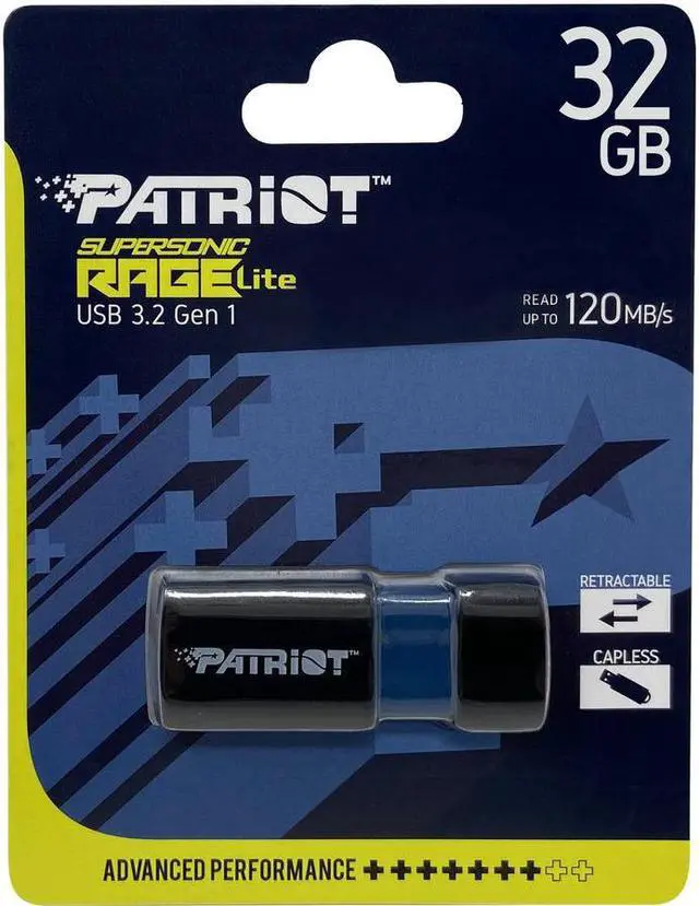 Alt view image 6 of 9 - Patriot Supersonic Rage Lite USB 3.2 Gen 1 Flash Drive - 32GB - PEF32GRLB32U