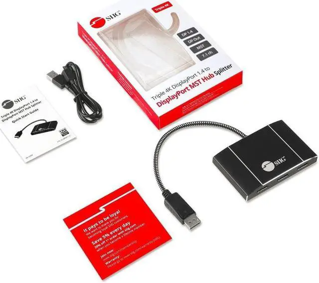 Alt view image 12 of 16 - 1x3 Triple 4K DisplayPort 1.4 to DisplayPort MST Hub Splitter CEDP0P11S1