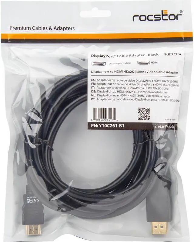 Alt view image 4 of 11 - Rocstor DisplayPort/HDMI Audio/Video Cable Y10C261B1