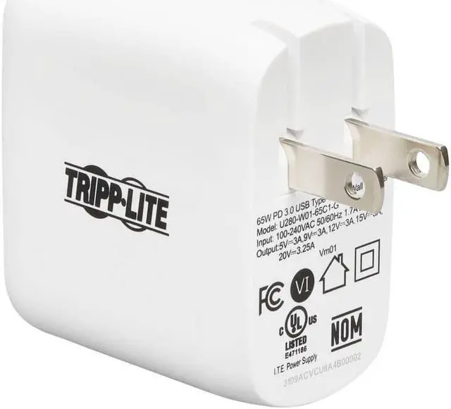 Alt view image 2 of 11 - Tripp Lite Compact USB-C Wall Charger - GaN Technology, 65W PD Charging, White