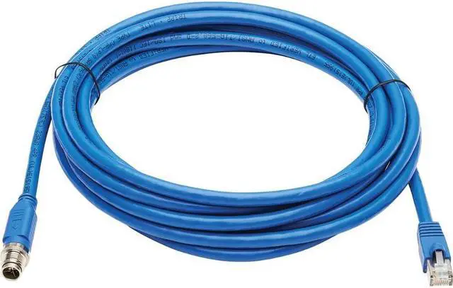 Alt view image 3 of 12 - Tripp Lite M12 X-Code Cat6a Shielded Ethernet Cable, M12/RJ45 Cable, 10G F/UTP CMR-LP (M/M), IP68, 60W Power over Ethernet, Blue, 16.4 Feet / 5 Meters (NM12-6A2-05M-BL)