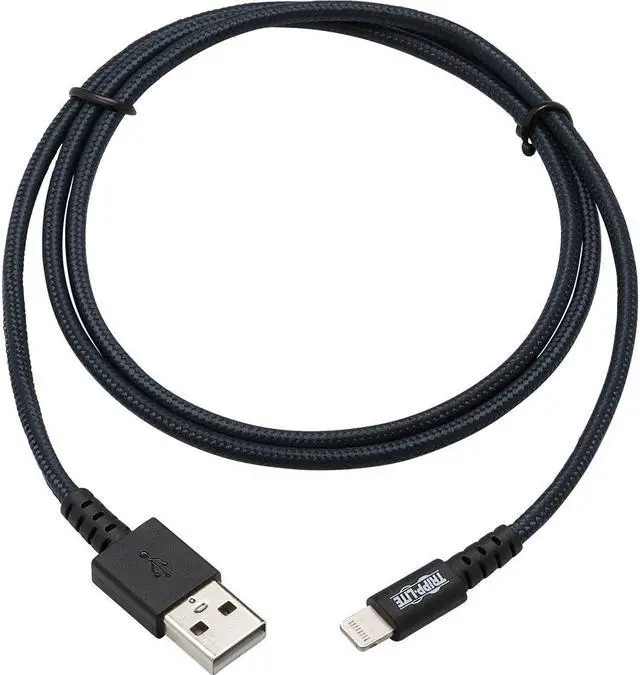 Alt view image 2 of 11 - Tripp Lite M100-003-GY-MAX Heavy-Duty USB Sync / Charge Cable with Lightning Connector - M/M, USB 2.0, UHMWPE and Aramid Fibers, Gray, 3 ft. (0.9 m)