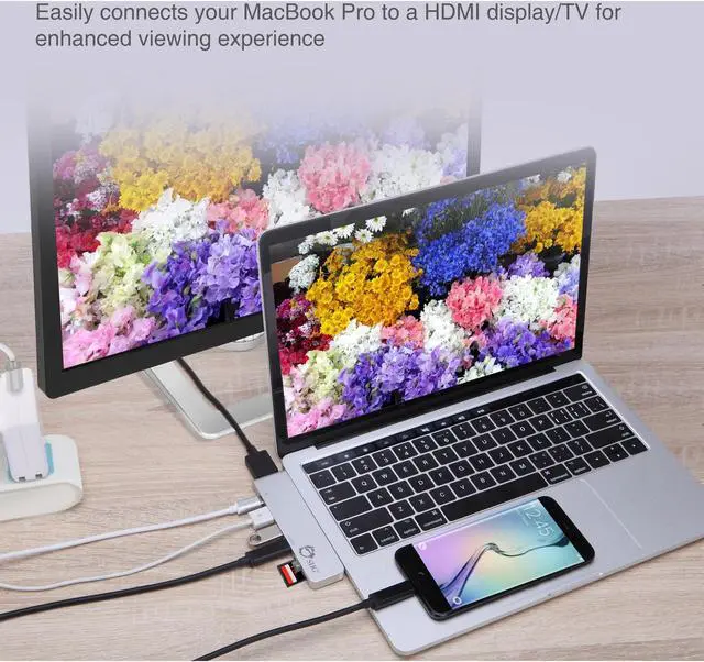 Alt view image 3 of 20 - SIIG Thunderbolt 3 USB-C Hub HDMI with Card Reader & PD Adapter - Silver