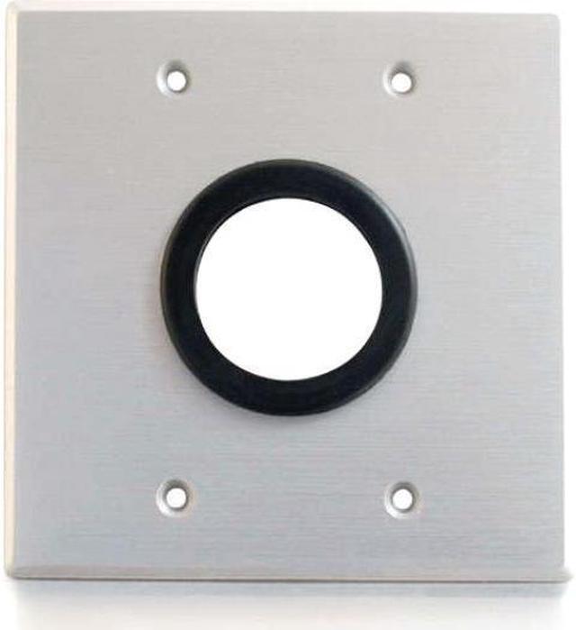 Alt view image 16 of 16 - C2g 1.5In Grommet Cable Pass Through Double Gang Wall Plate - Brushed Aluminum
