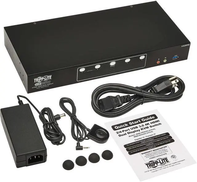 Main image of Tripp Lite B006-HD2UA4 HDMI Dual-Display KVM Switch - 1 Computer(s) - 4096 x 2160 - 50 Hz, 60 Hz - 1 x Network (RJ-45) - 8 x USB - 10 x HDMI - Desktop, Rack-mountable