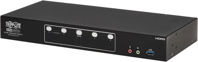 Alt view image 2 of 11 - Tripp Lite B006-HD2UA4 HDMI Dual-Display KVM Switch - 1 Computer(s) - 4096 x 2160 - 50 Hz, 60 Hz - 1 x Network (RJ-45) - 8 x USB - 10 x HDMI - Desktop, Rack-mountable