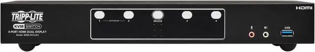 Alt view image 3 of 11 - Tripp Lite B006-HD2UA4 HDMI Dual-Display KVM Switch - 1 Computer(s) - 4096 x 2160 - 50 Hz, 60 Hz - 1 x Network (RJ-45) - 8 x USB - 10 x HDMI - Desktop, Rack-mountable