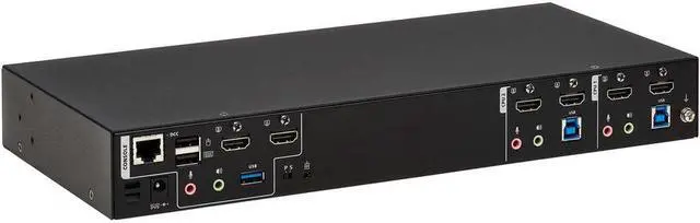 Alt view image 7 of 14 - Tripp Lite B006-HD2UA2 HDMI Dual-Display KVM Switch - 1 Computer(s) - 4096 x 2160 - 50 Hz, 60 Hz - 1 x Network (RJ-45) - 6 x USB - 5 x HDMI - Desktop, Rack-mountable