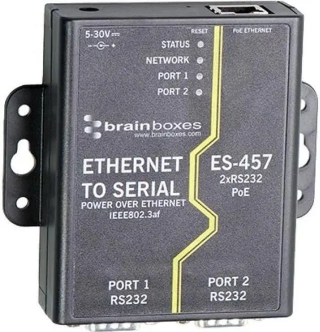 Alt view image 11 of 17 - Brainboxes ES-457 2 Port RS232 PoE Ethernet to Serial Adapter