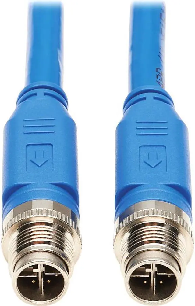 Alt view image 5 of 7 - Tripp Lite M12 X-Code Cat6a Shielded Ethernet Cable, 10G F/UTP CMR-LP (M/M), IP68, 60W Power over Ethernet, Blue, 3.3 Feet / 1 Meter (NM12-6A1-01M-BL)