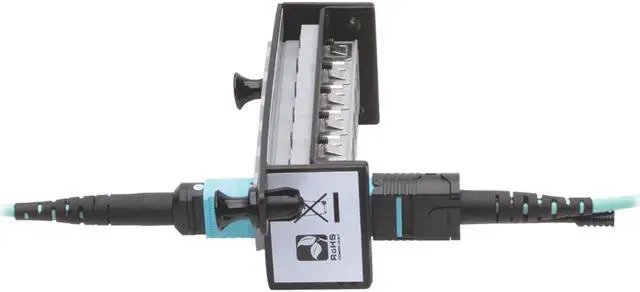 Alt view image 7 of 9 - Tripp Lite N842-05M-12-MF 16 ft. MTP/MPO Multimode Patch Cable, 12 Fiber, 40 GbE, 40 GBASE-SR4, OM3 Plenum-Rated (M/F), Aqua, 5 m (16 ft.)