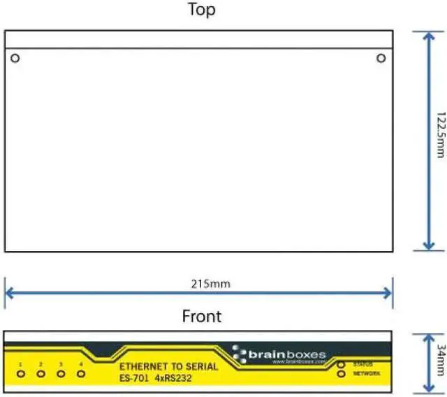 Alt view image 5 of 19 - Brainboxes 4 Port Rs232 Ethernet To Serial Adapter
