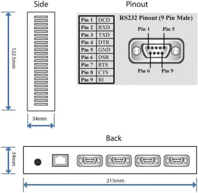 Alt view image 10 of 19 - Brainboxes 4 Port Rs232 Ethernet To Serial Adapter