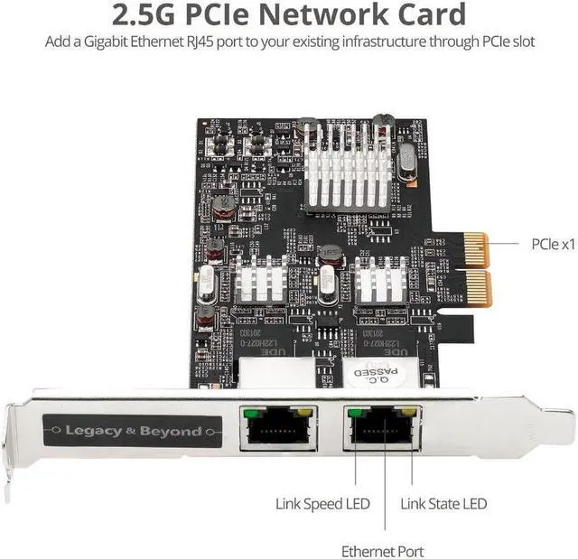 Alt view image 4 of 7 - SIIG Dual 2.5G 4-Speed Multi Gigabit Ethernet PCIe Card LBGE0711S1