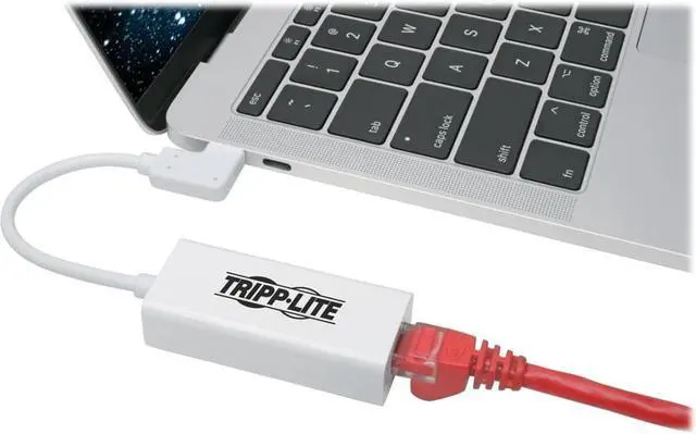 Alt view image 9 of 13 - Tripp Lite USB C to Gigabit Adapter Converter USB 3.1 Right-Angle White 6in