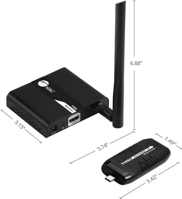 Alt view image 16 of 20 - SIIG USB-C AV Wireless Extender Kit, AV Transmitter & Receiver for HDMI Devices - 1080P 30M - Streaming from Laptop, PC, Cable, Netflix, YouTube, PS4 to HDTV/Projector (CE-H25J11-S1)