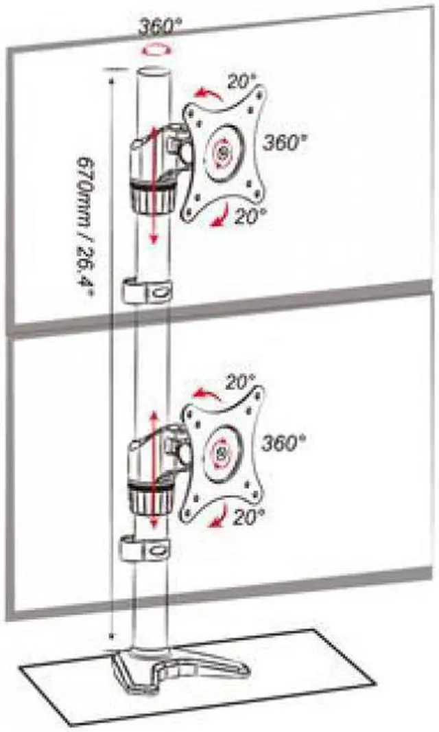 Alt view image 6 of 8 - Amer Mounts Hydra HYDRA2V Desk Mount for Monitor - White, Black, Chrome