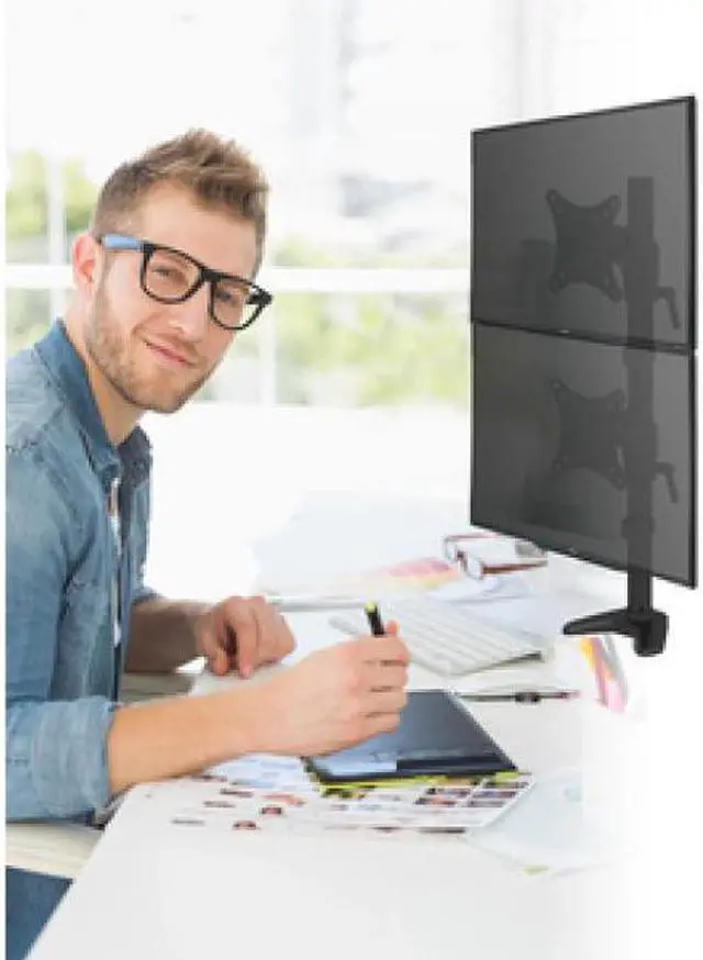 Alt view image 7 of 8 - Amer Mounts Hydra HYDRA2V Desk Mount for Monitor - White, Black, Chrome