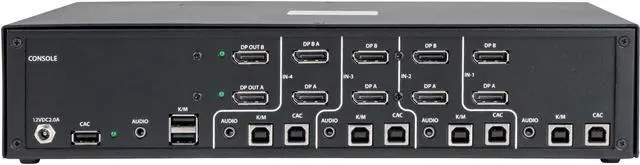 Alt view image 10 of 13 - Tripp Lite B002-DP2AC4 Secure KVM Switch Dual Monitor DisplayPort to DisplayPort - 4 Port, 4K & NIAP PP3.0