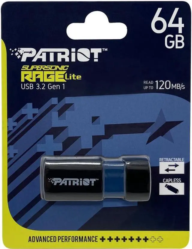 Alt view image 4 of 10 - Patriot Memory Supersonic Rage Lite USB 3.2 Gen 1 Flash Drives - 64GB - 64 GB - USB 3.2 (Gen 1) - 120 MB/s Read Speed - 3 Year Warranty