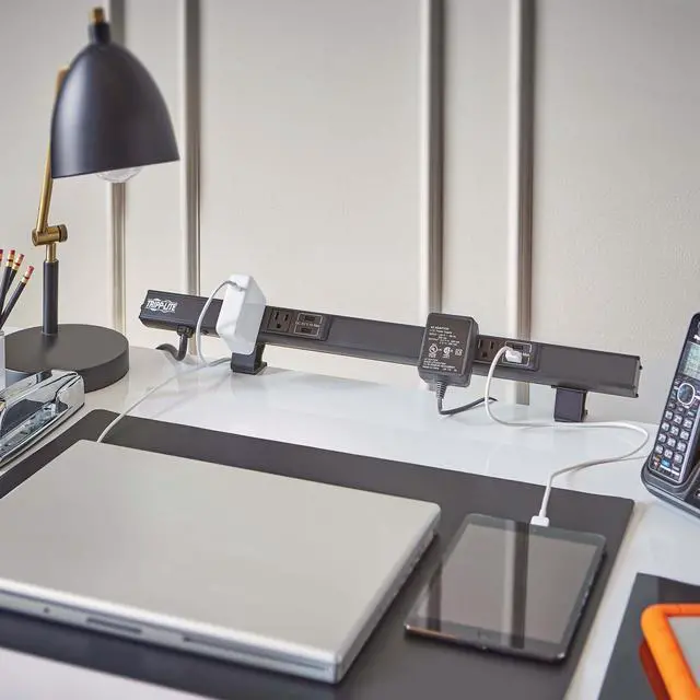 Alt view image 12 of 13 - Tripp Lite - PSC240410USBB - Tripp Lite Power Strip 4-Outlet w 4-Port USB Charging 5-15R 10ft Cord 24in - NEMA 5-15P - 4
