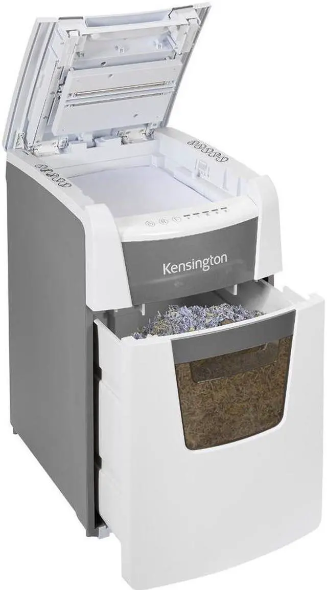Alt view image 6 of 17 - Kensington OfficeAssist Auto Feed Shredder A1500-HS Anti-Jam Micro Cut - Continuous Shredder - Micro Cut - 6 Per Pass - for shredding Paper, Staples, Paper Clip, Credit Card, CD, DVD - 0.079" x 0