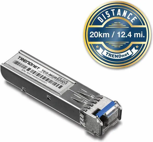 Alt view image 9 of 16 - TRENDnet SFP to RJ45 Dual Wavelength Single-Mode LC Module, TEG-MGBS20D3, Must Pair w/ TEG-MGBS20D5 or a Compatible Module, Up to 20 km (12.4 miles), Bi-Directional (WDM) SFP