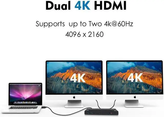 Alt view image 3 of 14 - 4XEM Slim USB-C Dual 4K with Power Delivery Universal Docking Station 4XUG69PD1