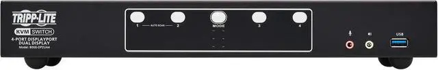 Alt view image 4 of 12 - Tripp Lite B006-DP2UA4 DisplayPort Dual-Display KVM Switch - 4 Computer(s) - 1 Local User(s) - 4096 x 2160 - 50 Hz, 60 Hz - 1 x Network (RJ-45) - 8 x USB - Desktop, Rack-mountable - 10 x DisplayPort