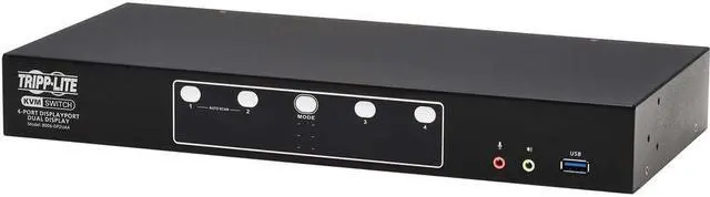 Alt view image 6 of 12 - Tripp Lite B006-DP2UA4 DisplayPort Dual-Display KVM Switch - 4 Computer(s) - 1 Local User(s) - 4096 x 2160 - 50 Hz, 60 Hz - 1 x Network (RJ-45) - 8 x USB - Desktop, Rack-mountable - 10 x DisplayPort