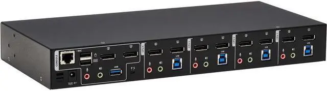 Alt view image 7 of 12 - Tripp Lite B006-DP2UA4 DisplayPort Dual-Display KVM Switch - 4 Computer(s) - 1 Local User(s) - 4096 x 2160 - 50 Hz, 60 Hz - 1 x Network (RJ-45) - 8 x USB - Desktop, Rack-mountable - 10 x DisplayPort