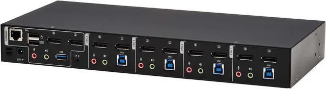 Alt view image 3 of 12 - Tripp Lite B006-DP2UA4 DisplayPort Dual-Display KVM Switch - 4 Computer(s) - 1 Local User(s) - 4096 x 2160 - 50 Hz, 60 Hz - 1 x Network (RJ-45) - 8 x USB - Desktop, Rack-mountable - 10 x DisplayPort