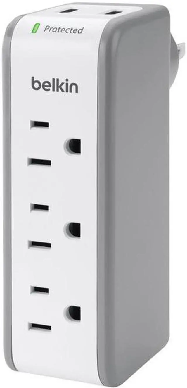 Alt view image 15 of 20 - Belkin SurgePlus 2-Port USB Swivel Charger w/ 3 AC Outlets (10 Watts, Combined)