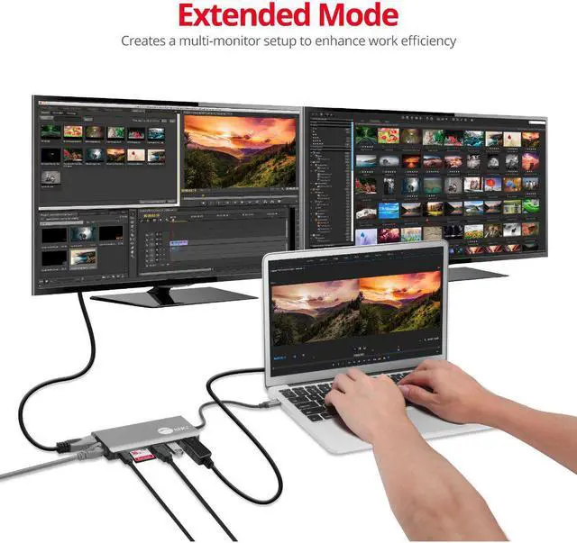Alt view image 10 of 20 - USB-C MST VIDEO WITH HUB LAN &