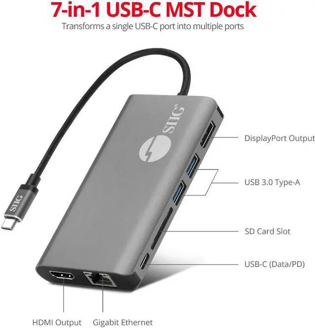 Alt view image 12 of 20 - USB-C MST VIDEO WITH HUB LAN &