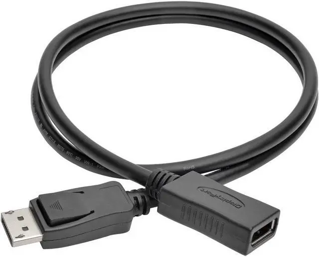 Alt view image 20 of 20 - Tripp Lite P579-003 3 ft. Black DisplayPort Extension Cable with Latch, 4K x 2K (3840 x 2160) @ 60 Hz, HDCP 2.2 (M/F) Male to Female
