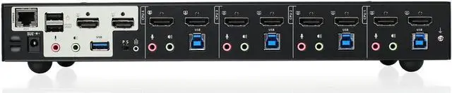Alt view image 8 of 20 - IOGEAR 4-Port 4K Dual View KVMP Switch with HDMI Connection, USB 3.0 Hub and Audio