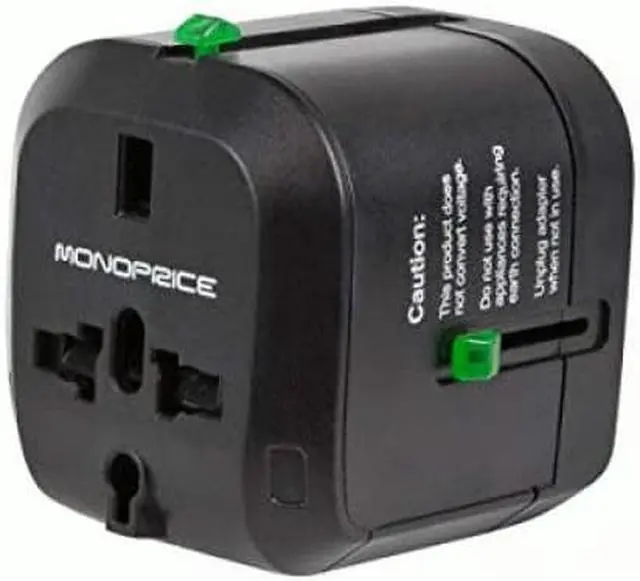 Alt view image 6 of 11 - Monoprice Universal Travel Adapter - Black, For NEMA 1-15 (US), CEE 7/16 Europlug (EU), BS 1363 (UK), AS/NZS 3112 (Australia, New Zealand, China)