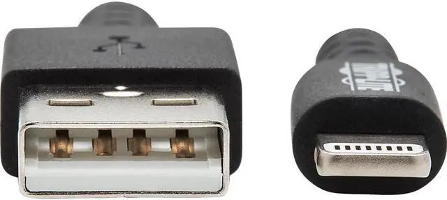 Alt view image 2 of 14 - Tripp Lite M100-001-GY-MAX Heavy-Duty USB Sync / Charge Cable with Lightning Connector - M/M, USB 2.0, UHMWPE and Aramid Fibers, Gray, 1 ft. (0.3 m)