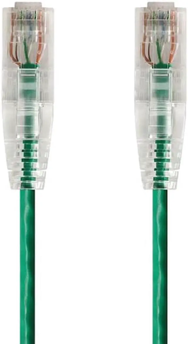 Alt view image 4 of 18 - Monoprice Cat6 Ethernet Patch Cable - 5 feet - Green | Snagless RJ45 Stranded 550MHz UTP CMR Riser Rated Pure Bare Copper Wire 28AWG - SlimRun Series