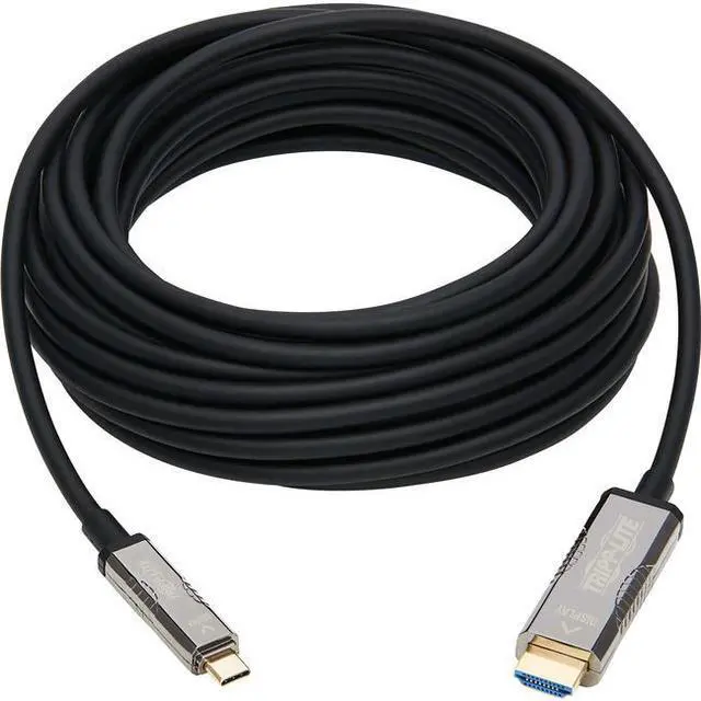 Alt view image 3 of 18 - Tripp Lite USB-C to HDMI Fiber Active Optical Cable, 4K Video @ 60HZ (4:2:2), UHD, HDR, CL3 Rated, Black, 2.2 HDCP, 33 Feet / 10 Meters (U444F3-10M-H4K6)
