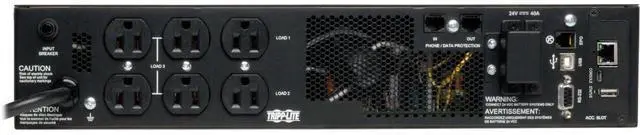 Alt view image 4 of 16 - TRIPP LITE SU1000RTXLCD2UN 1000 VA 900W 6 Outlets Double-Conversion UPS - 6 Outlets, Extended Run, WEBCARDLX, LCD, USB, DB9, 2U Rack/Tower