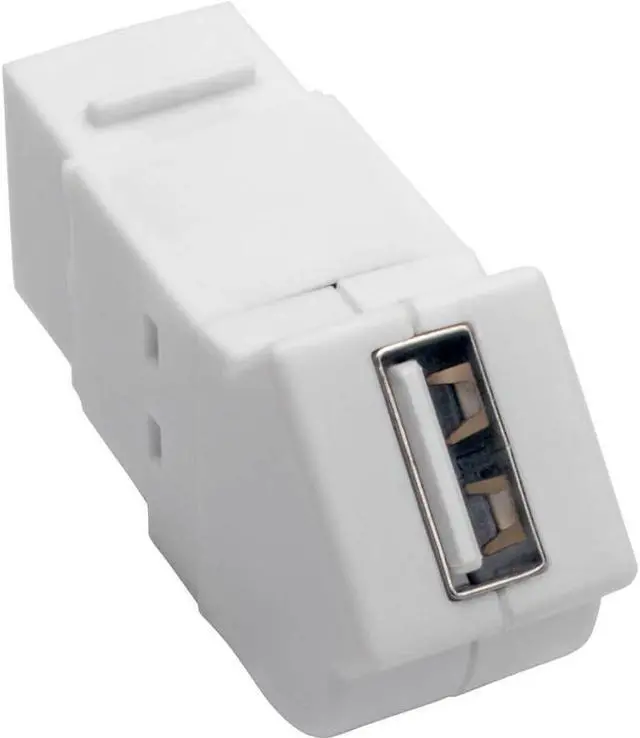 Alt view image 9 of 11 - Tripp Lite USB 2.0 All-in-One Keystone/Panel Mount Angled Coupler (F/F), White (U060-000-KPA-WH)