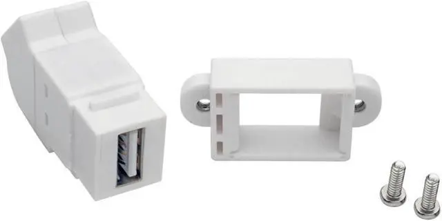 Alt view image 6 of 11 - Tripp Lite USB 2.0 All-in-One Keystone/Panel Mount Angled Coupler (F/F), White (U060-000-KPA-WH)