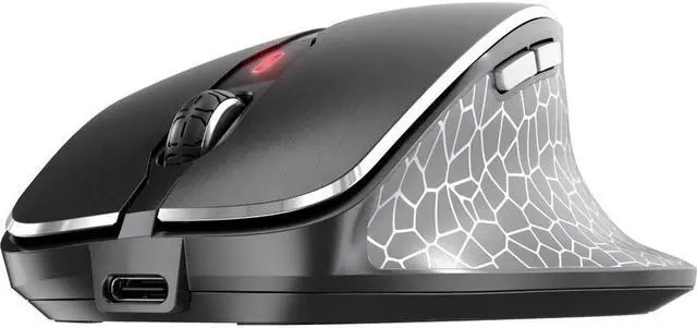 Alt view image 10 of 16 - CHERRY MW 8C ERGO Rechargeable Wireless Mouse - Optical - Wireless - Bluetooth/Radio Frequency - 2.48 GHz - Yes - Black - USB - 3200 dpi - Scroll Wheel - 6 Button(s) - Medium/Large Hand/Palm Size - Ri