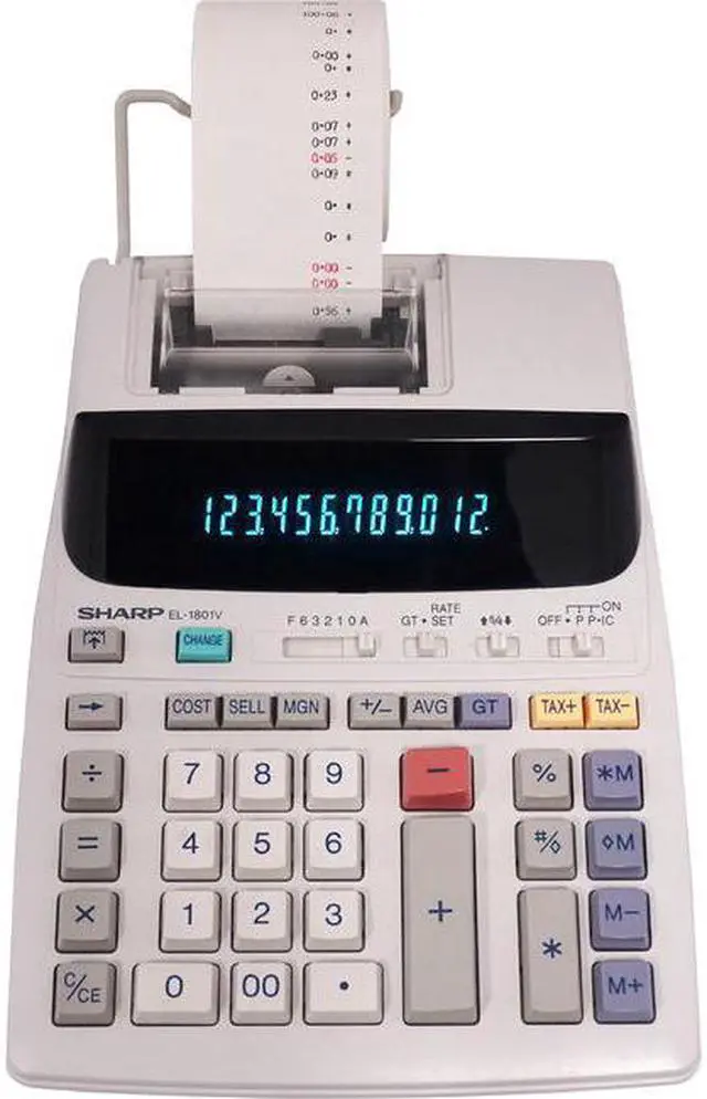 Alt view image 8 of 13 - Sharp EL1801V Two-Color Printing Calculator, 12-Digit Fluorescent, 2-color Printing (Black/Red)